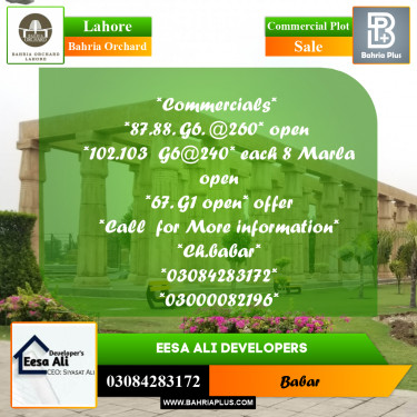 Commercial Plot for Sale in Bahria Orchard, Lahore - (BP-269367)