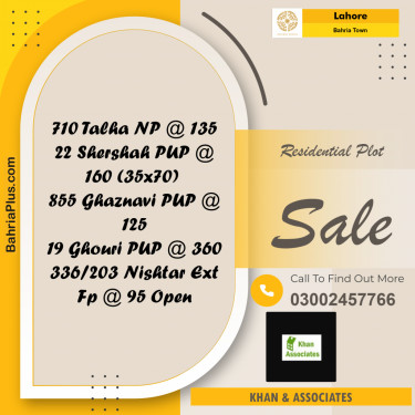 Residential Plot for Sale in Bahria Town, Lahore - (BP-269400)
