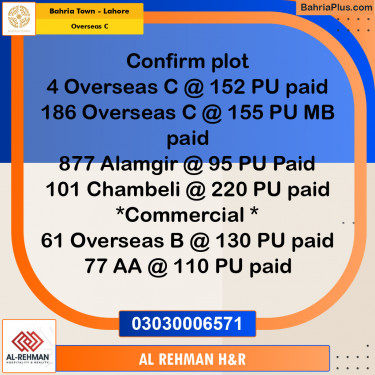10 Marla Residential Plot for Sale in Overseas C -  Bahria Town, Lahore - (BP-269408)