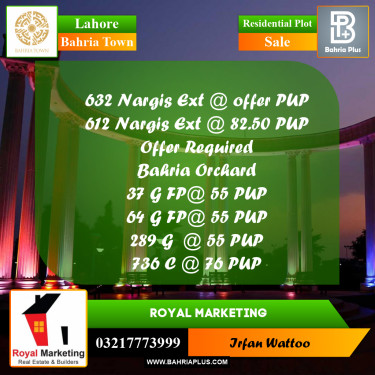 5 Marla Residential Plot for Sale in Bahria Town, Lahore - (BP-269413)