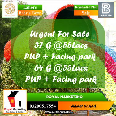Residential Plot for Sale in Bahria Town, Lahore - (BP-269423)