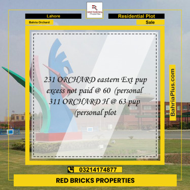 Residential Plot for Sale in Bahria Orchard, Lahore - (BP-269424)