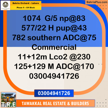 10 Marla Residential Plot for Sale in Phase 4 - G4 Block -  Bahria Orchard, Lahore - (BP-269464)