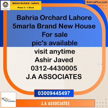 5 Marla Residential House for Sale in Phase 2 - C Block -  Bahria Orchard, Lahore - (BP-269491)