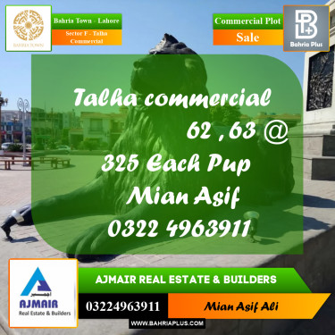 Commercial Plot for Sale in Sector F - Talha Commercial -  Bahria Town, Lahore - (BP-269502)