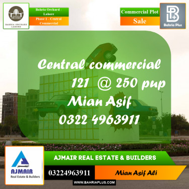 Commercial Plot for Sale in Phase 1 - Central Commercial -  Bahria Orchard, Lahore - (BP-269504)