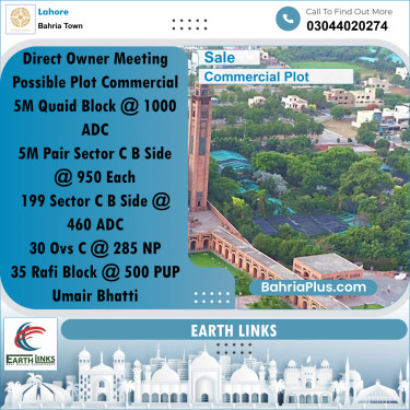5 Marla Commercial Plot for Sale in Bahria Town, Lahore - (BP-269597)