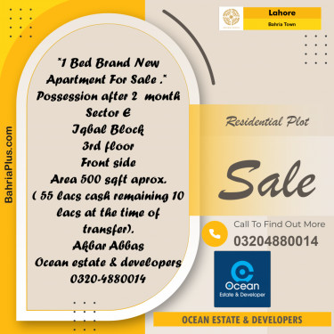 Residential Plot for Sale in Bahria Town, Lahore - (BP-269607)