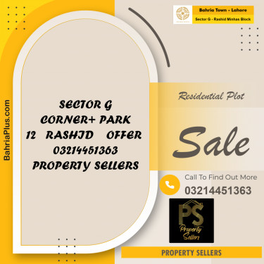 10 Marla Residential Plot for Sale in Sector G - Rashid Minhas Block -  Bahria Town, Lahore - (BP-269616)