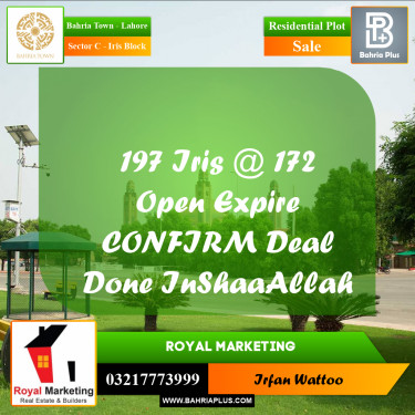 10 Marla Residential Plot for Sale in Sector C - Iris Block -  Bahria Town, Lahore - (BP-269673)