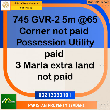 5 Marla Residential Plot for Sale in Golf Phase 2 -  Bahria Town, Lahore - (BP-269674)