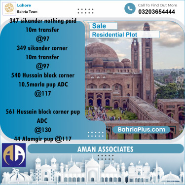Residential Plot for Sale in Bahria Town, Lahore - (BP-269710)