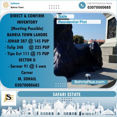 Residential Plot for Sale in Bahria Town, Lahore - (BP-269750)