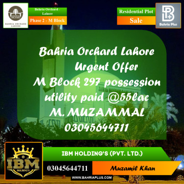 5 Marla Residential Plot for Sale in Phase 2 - M Block -  Bahria Orchard, Lahore - (BP-269760)