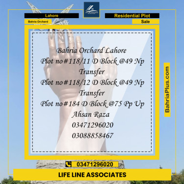 5 Marla Residential Plot for Sale in Bahria Orchard, Lahore - (BP-269805)