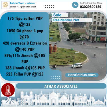 10 Marla Residential Plot for Sale in Sector F - Tipu Sultan Block -  Bahria Town, Lahore - (BP-269823)