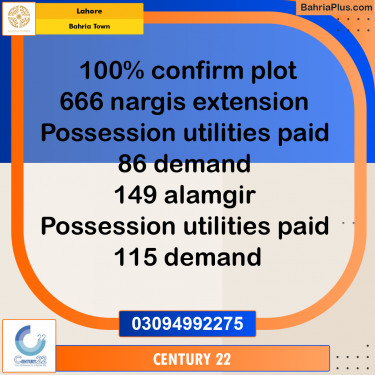 10 Marla Residential Plot for Sale in Bahria Town, Lahore - (BP-269858)