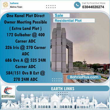 1 Kanal Residential Plot for Sale in Bahria Town, Lahore - (BP-269906)