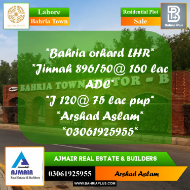 Residential Plot for Sale in Bahria Town, Lahore - (BP-269914)