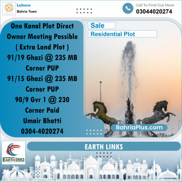 1 Kanal Residential Plot for Sale in Bahria Town, Lahore - (BP-269919)