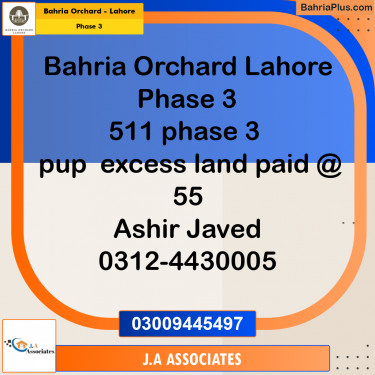 8 Marla Residential Plot for Sale in Phase 3 -  Bahria Orchard, Lahore - (BP-269956)