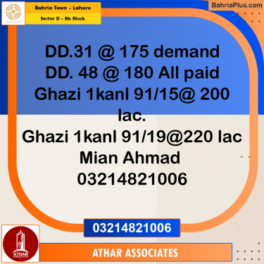 10 Marla Residential Plot for Sale in Sector D - BB Block -  Bahria Town, Lahore - (BP-269972)