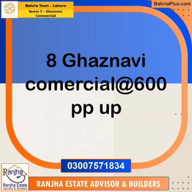 8 Marla Commercial Plot for Sale in Sector F - Ghaznavi Commercial -  Bahria Town, Lahore - (BP-269974)