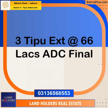 5 Marla Residential Plot for Sale in Sector F - Tipu Sultan Ext. -  Bahria Town, Lahore - (BP-269979)