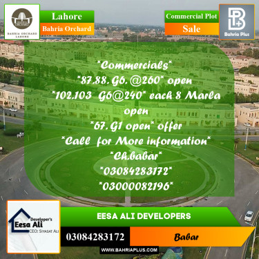 Commercial Plot for Sale in Bahria Orchard, Lahore - (BP-269989)
