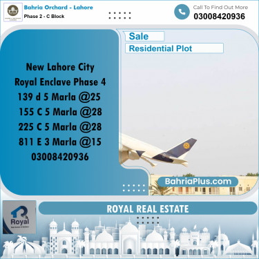 5 Marla Residential Plot for Sale in Phase 2 - C Block -  Bahria Orchard, Lahore - (BP-269996)