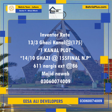 Residential Plot for Sale in Sector F - Ghazi Block -  Bahria Town, Lahore - (BP-270016)