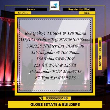 Residential Plot for Sale in Bahria Town, Lahore - (BP-270061)