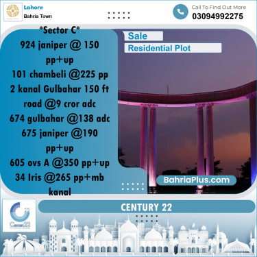 10 Marla Residential Plot for Sale in Bahria Town, Lahore - (BP-270103)