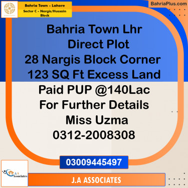 10 Marla Residential Plot for Sale in Sector C - Nargis/Hussain Block -  Bahria Town, Lahore - (BP-270116)