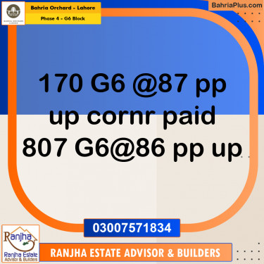 10 Marla Residential Plot for Sale in Phase 4 - G6 Block -  Bahria Orchard, Lahore - (BP-270121)