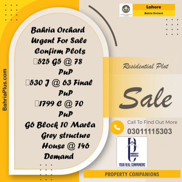 Residential Plot for Sale in Bahria Orchard, Lahore - (BP-270155)