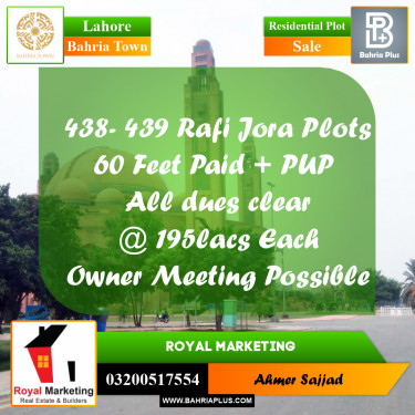 Residential Plot for Sale in Bahria Town, Lahore - (BP-270158)