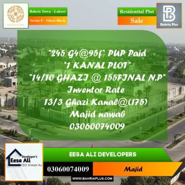Residential Plot for Sale in Sector F - Ghazi Block -  Bahria Town, Lahore - (BP-270283)