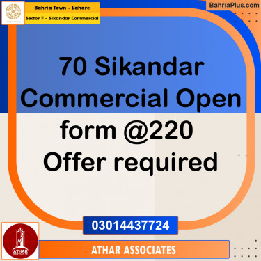 5 Marla Commercial Plot for Sale in Sector F - Sikandar Commercial -  Bahria Town, Lahore - (BP-270338)