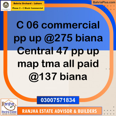 5 Marla Commercial Plot for Sale in Phase 2 - C Block Commercial -  Bahria Orchard, Lahore - (BP-270347)