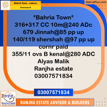 1 Kanal Residential Plot for Sale in Overseas B -  Bahria Town, Lahore - (BP-270478)