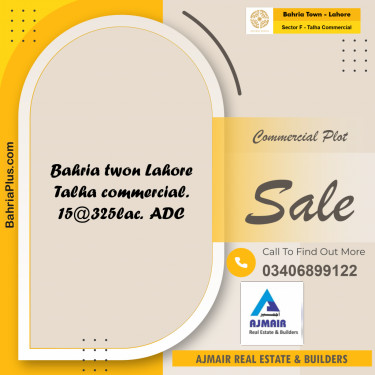 5 Marla Commercial Plot for Sale in Sector F - Talha Commercial -  Bahria Town, Lahore - (BP-270483)