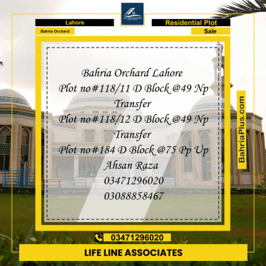 5 Marla Residential Plot for Sale in Bahria Orchard, Lahore - (BP-270487)