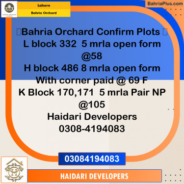 Residential Plot for Sale in Bahria Orchard, Lahore - (BP-270490)