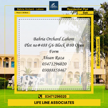 10 Marla Residential Plot for Sale in Phase 4 - G6 Block -  Bahria Orchard, Lahore - (BP-270494)