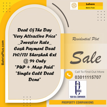 Residential Plot for Sale in Bahria Town, Lahore - (BP-270525)