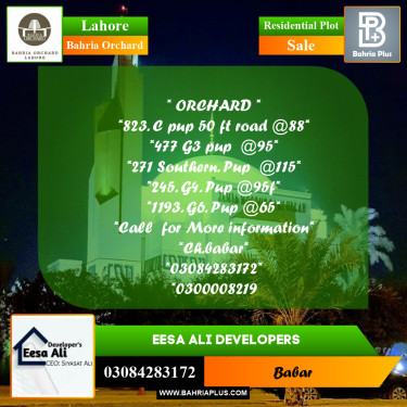 Residential Plot for Sale in Bahria Orchard, Lahore - (BP-270561)