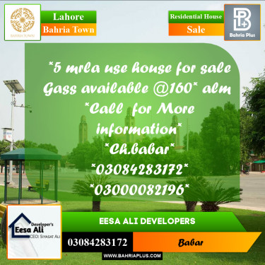 Residential House for Sale in Bahria Town, Lahore - (BP-270570)