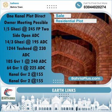 1 Kanal Residential Plot for Sale in Bahria Town, Lahore - (BP-270591)