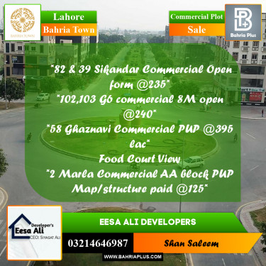 Commercial Plot for Sale in Bahria Town, Lahore - (BP-270621)